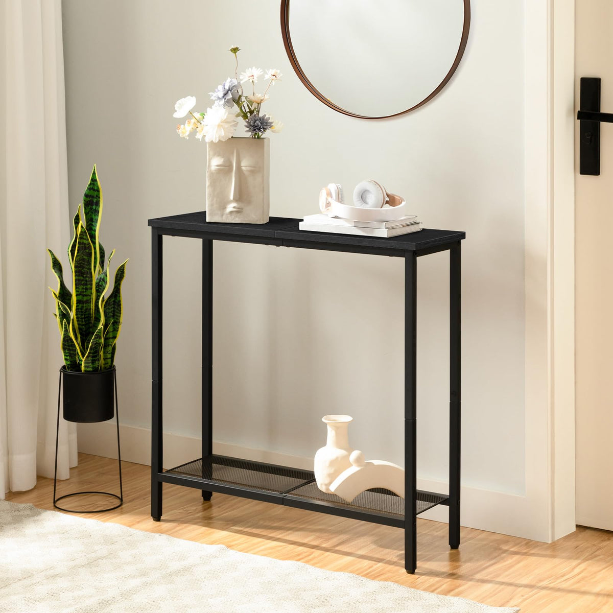 HOOBRO 29.5" Narrow Console Table, Small Entryway Table, 2 Tier Sofa Table