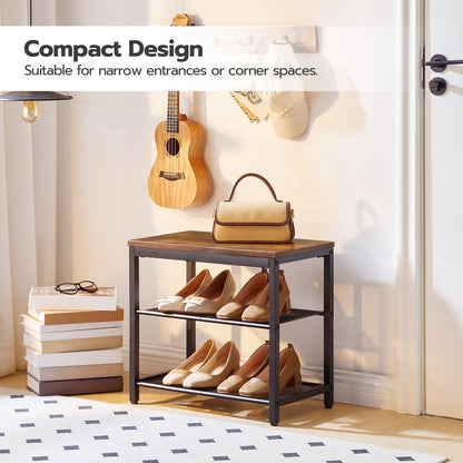 HOOBRO 3-Tier Industrial Shoe Rack with Mesh Shelves