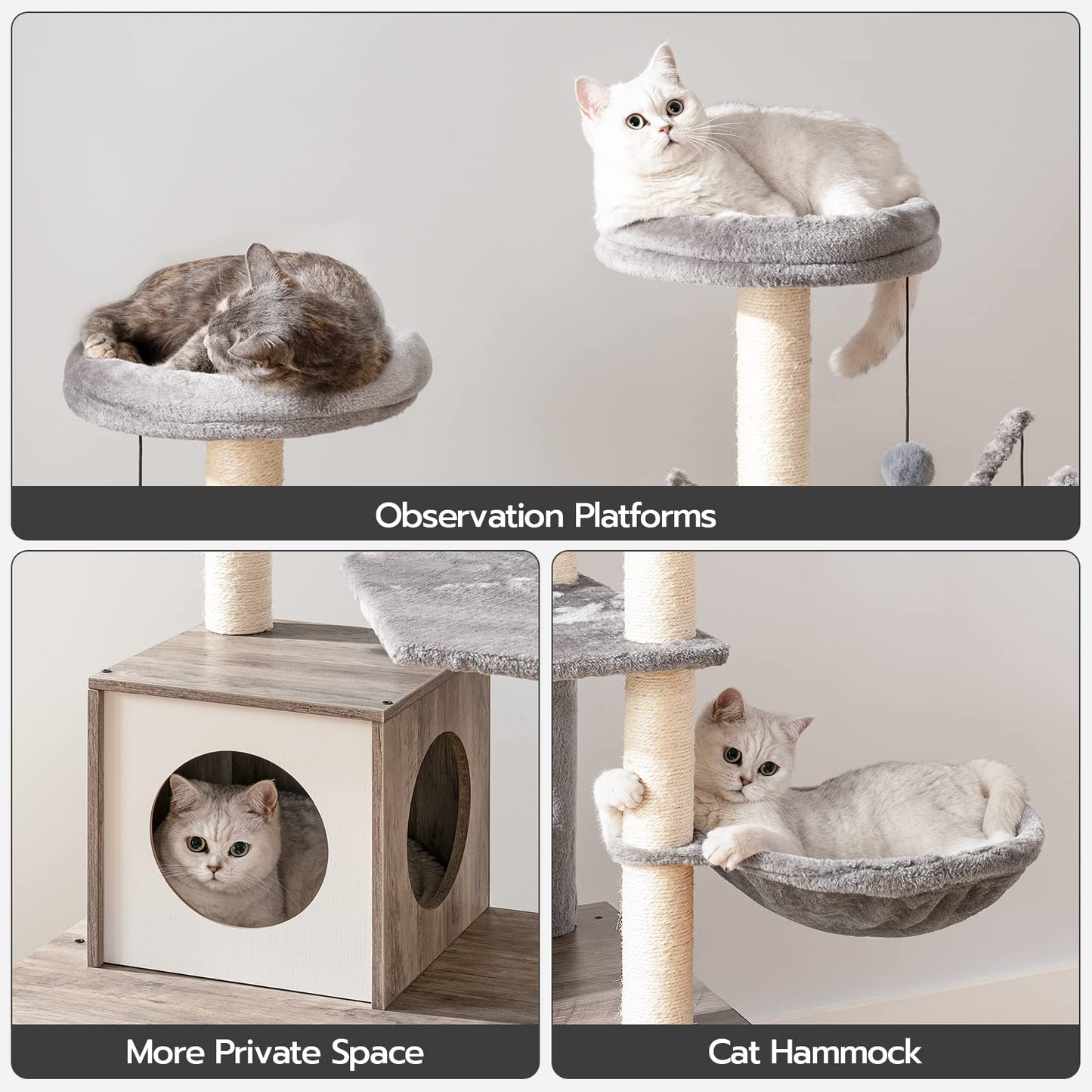 HOOBRO Wooden Cat Tree with Litter Box Enclosure