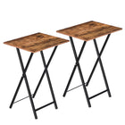 HOOBRO Retro Brown Industrial Style Folding TV Tray Table
