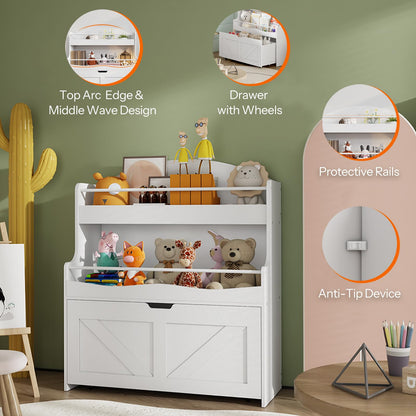 HOOBRO White Children's Toy Storage Rack with Movable Drawers