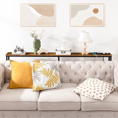 HOOBRO 70.9-inch Narrow Console Table with Charging Station