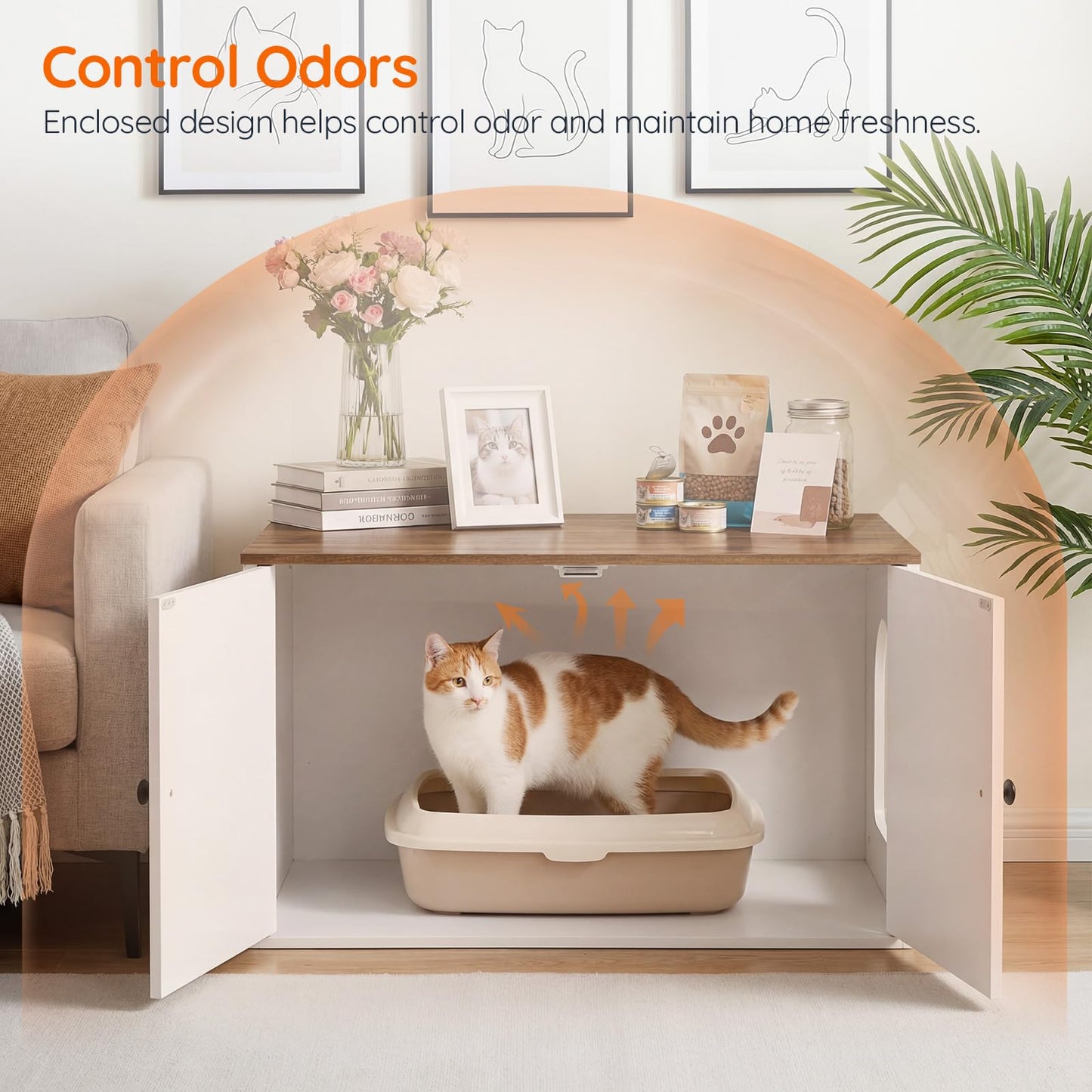 HOOBRO Hidden Cat Litter Box Enclosure with Side Entry