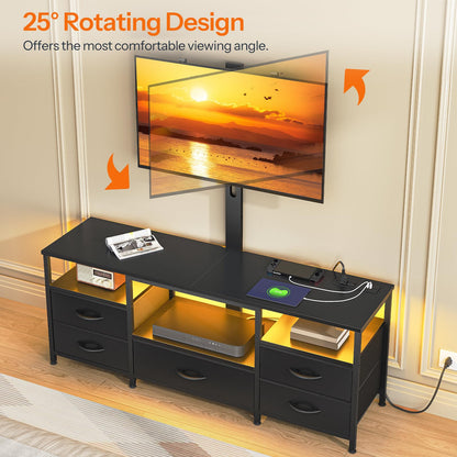 HOOBRO Swivel TV Stand with Mount & Power Outlet for 65" TVs