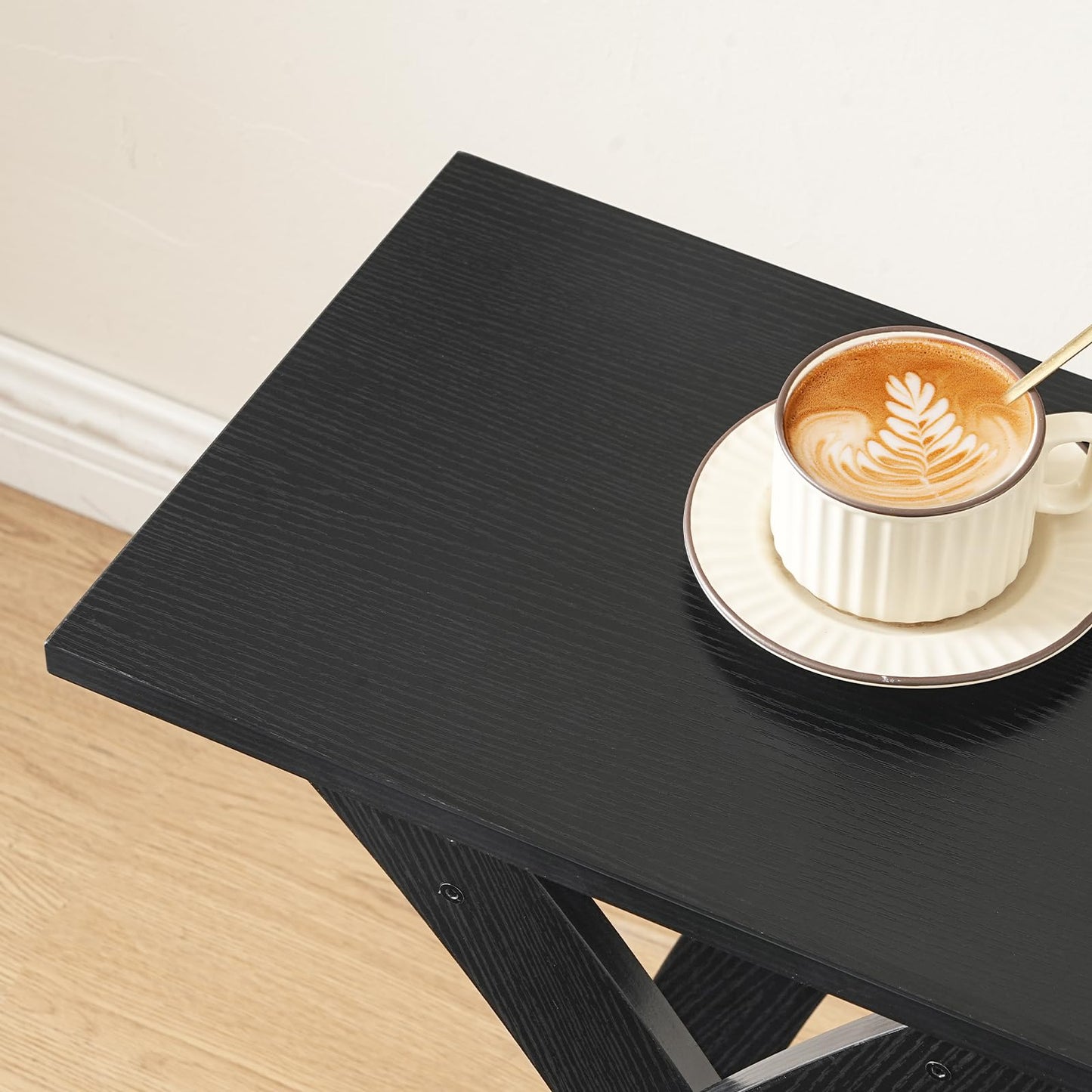 HOOBRO X-Design Narrow End Table with Storage Shelf for Small Space