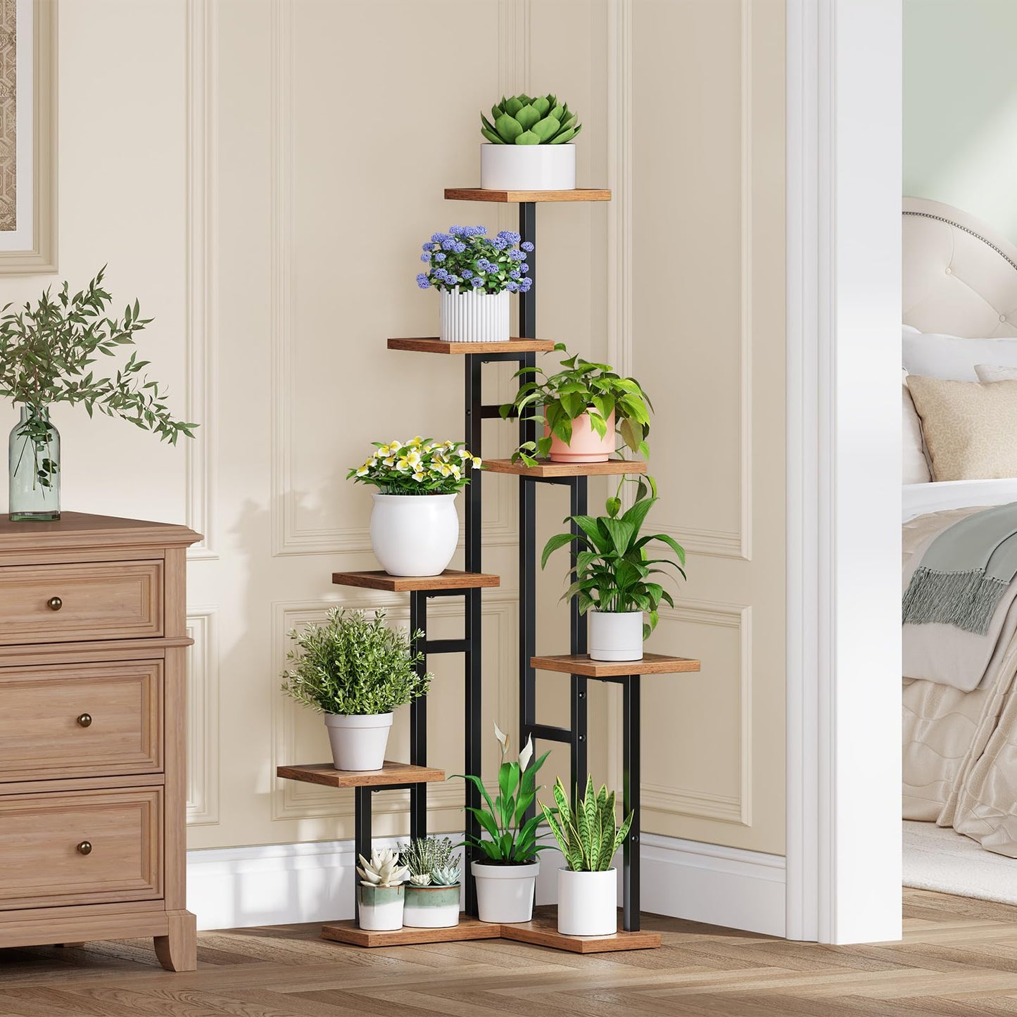 HOOBRO 7-Tier Indoor Corner Plant Stand
