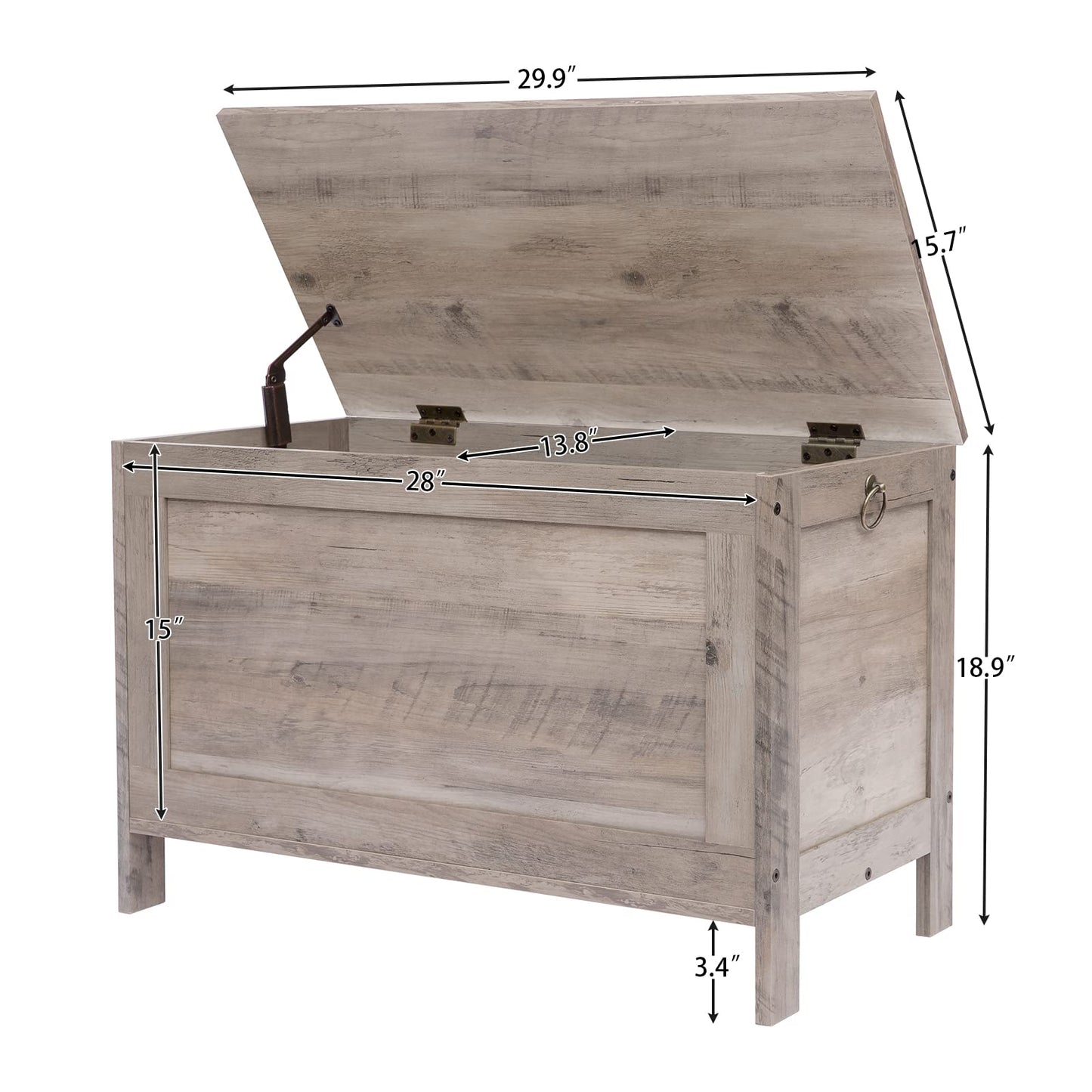 HOOBRO Greige Vintage Wood Grain Storage Cabinet with Safety Hinges