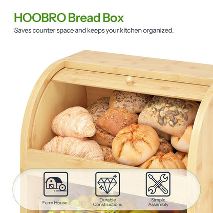 HOOBRO 3-Tier Bamboo Kitchen  Organizer Potato Storage Bin