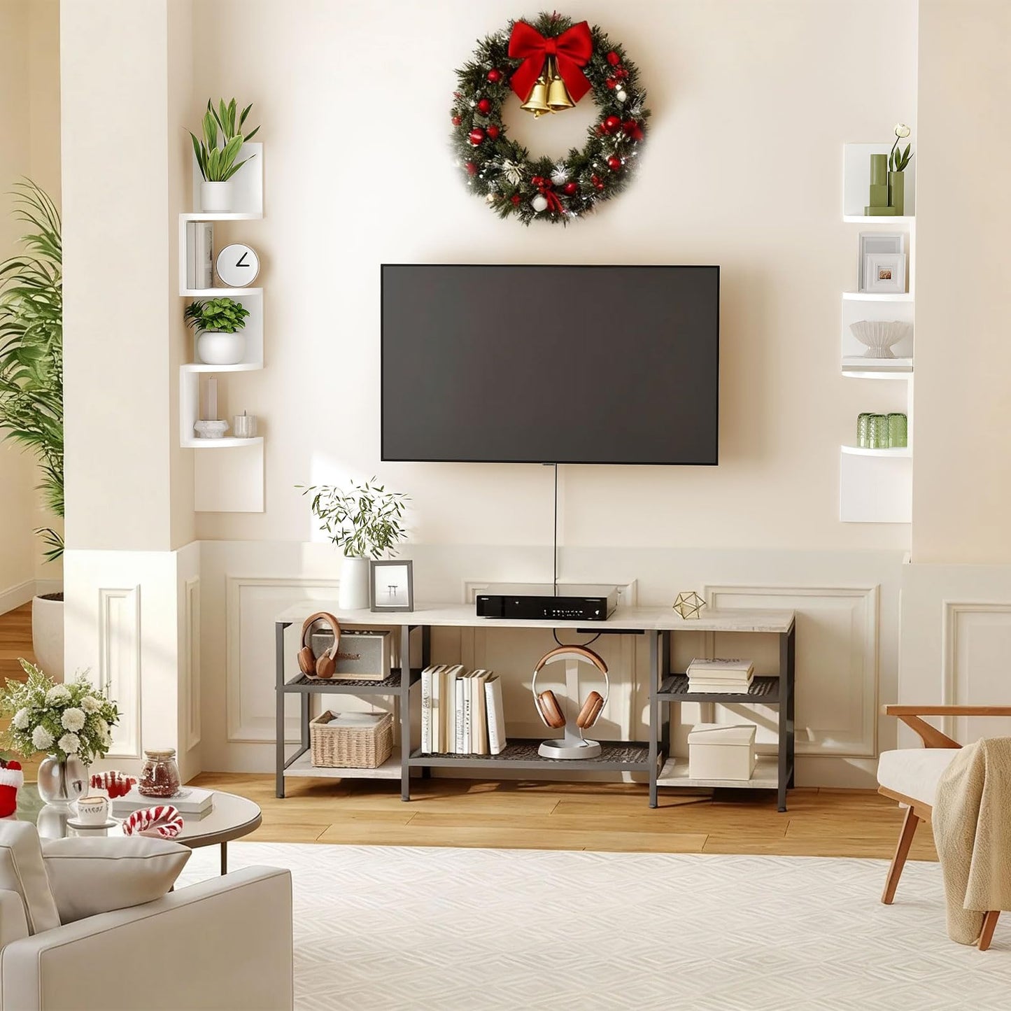 HOOBRO White Four-Tier Wall-Mounted Corner Shelf /2PICS