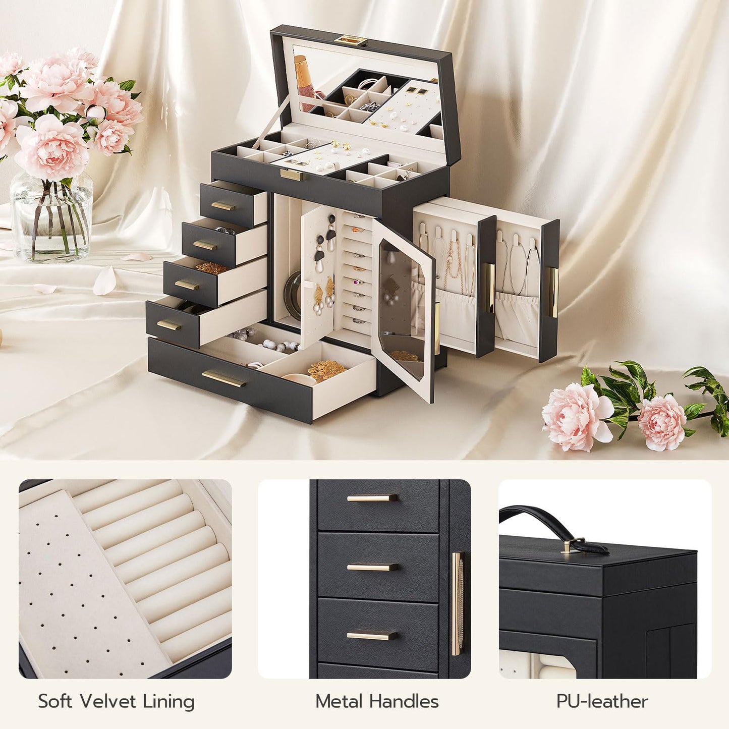 HOOBRO Jewelry Storage Box with Mirror