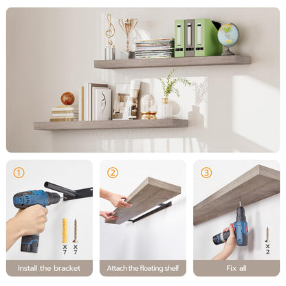 HOOBRO Greige 23.6-inch Floating Shelf with Concealed Bracket /2PICS