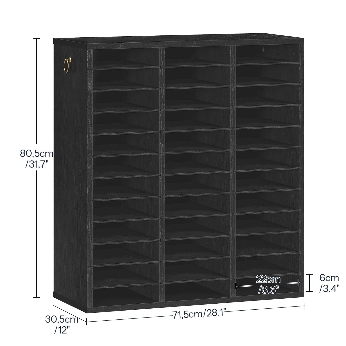 HOOBRO 36-Compartment Wooden Document Organizer with Adjustable Shelves