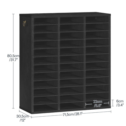 HOOBRO 36-Compartment Wooden Document Organizer with Adjustable Shelves