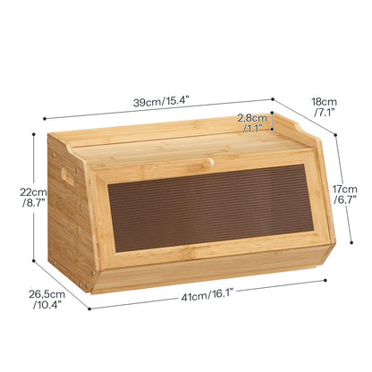 HOOBRO Bamboo Bread Box for Kitchen Countertop