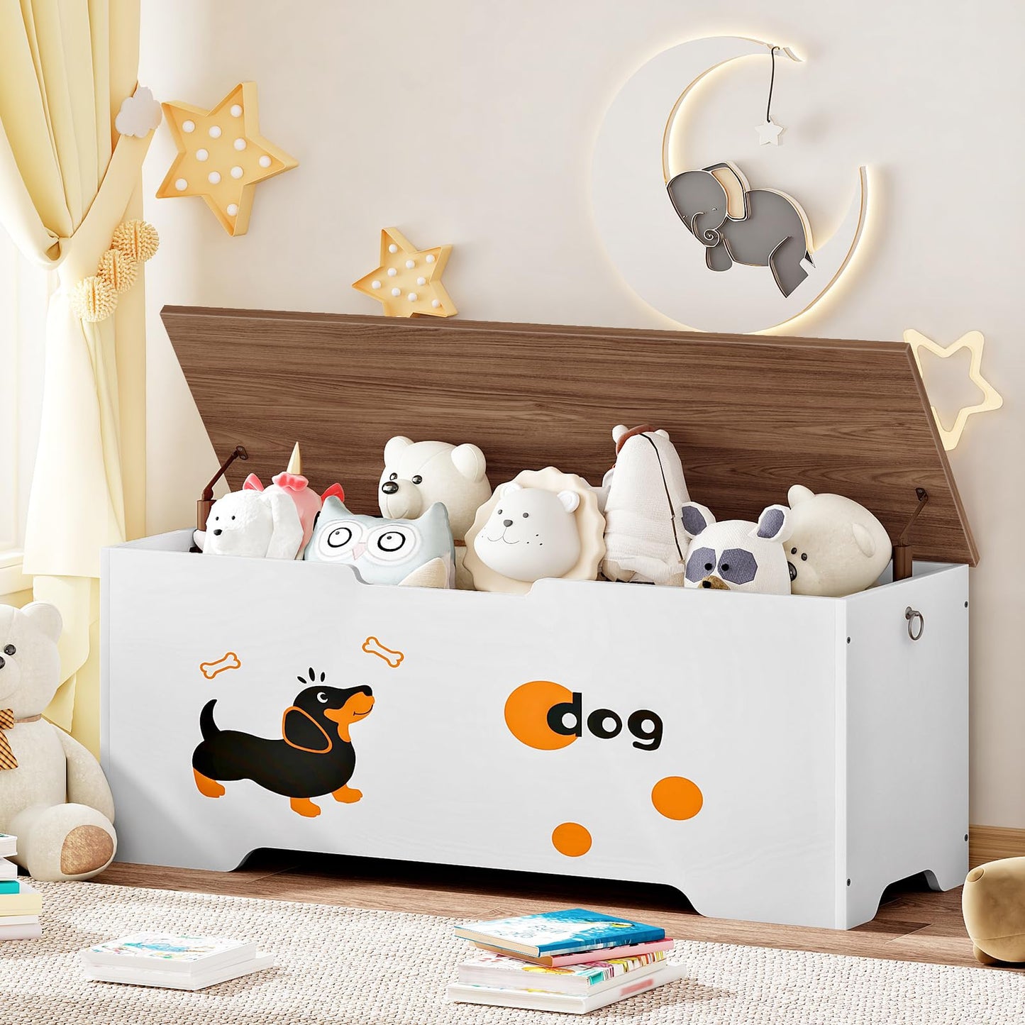 HOOBRO 43.3-inch Wooden Storage Bench & Toy Box