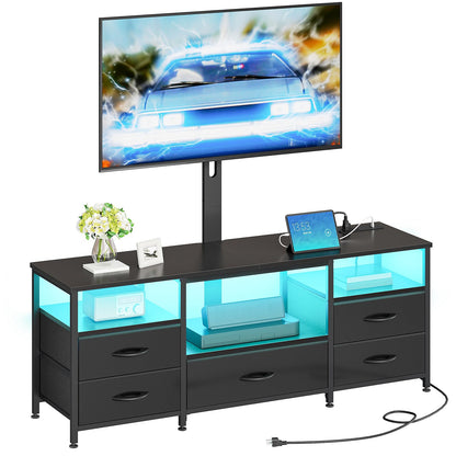 HOOBRO Swivel TV Stand with Mount & Power Outlet for 65" TVs
