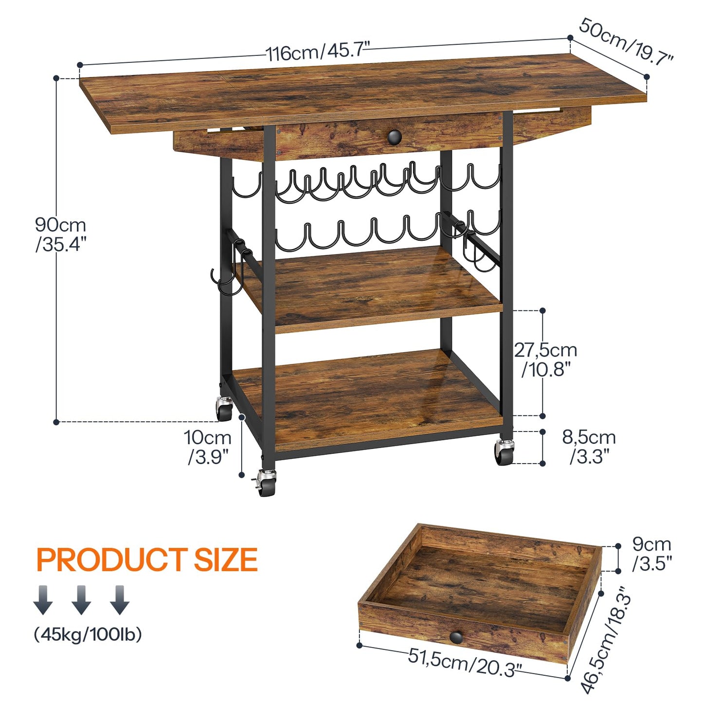 HOOBRO 3-Tier Movable Heat Press Table with Vinyl Roll Holder & Drawer