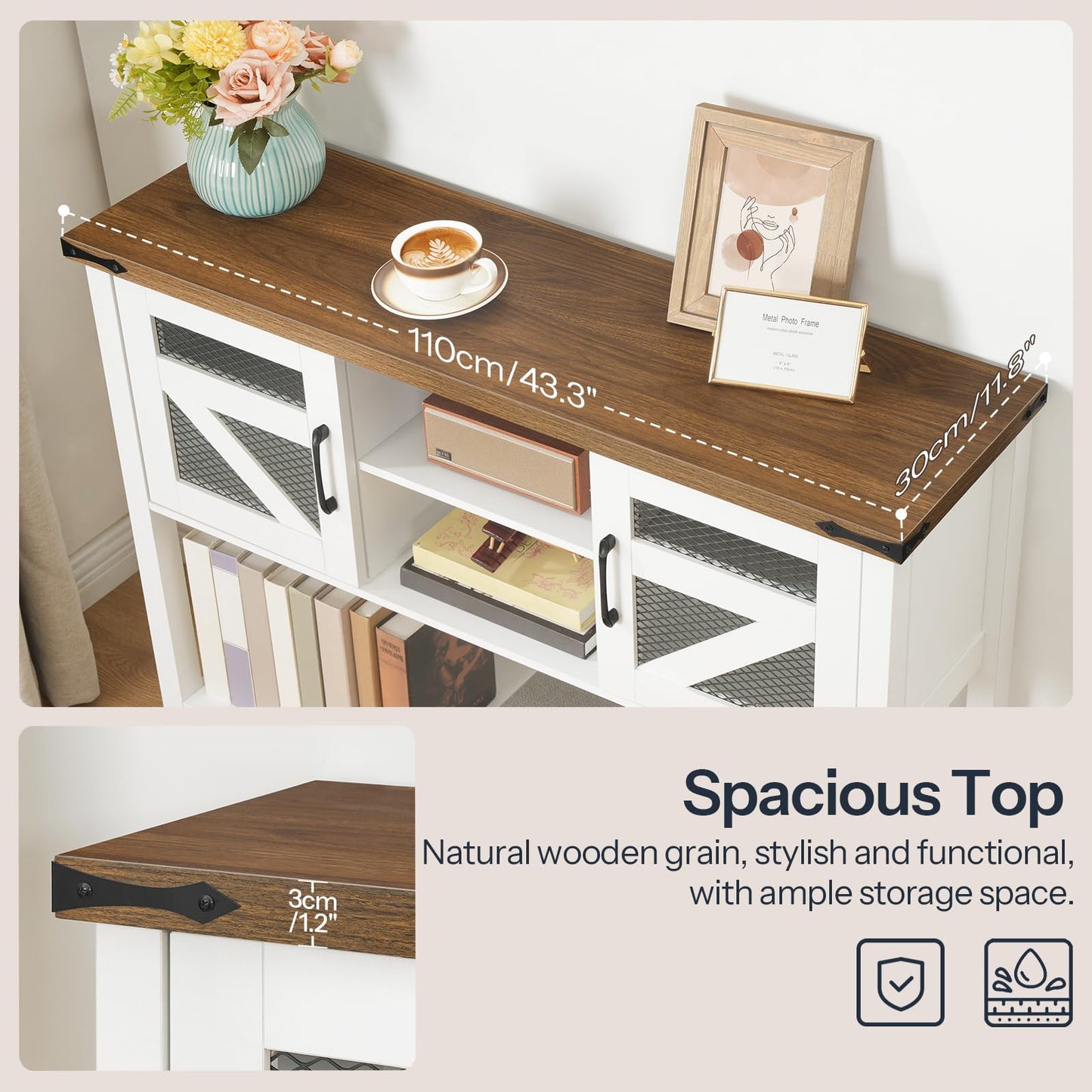 HOOBRO Farmhouse Narrow Console Table with Storage for Entryway