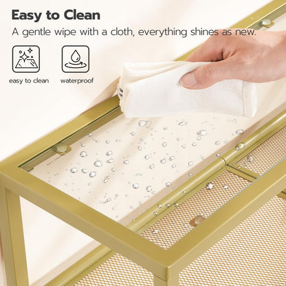 HOOBRO 29.5-inch Gold Triple Tempered Glass Narrow Console Table