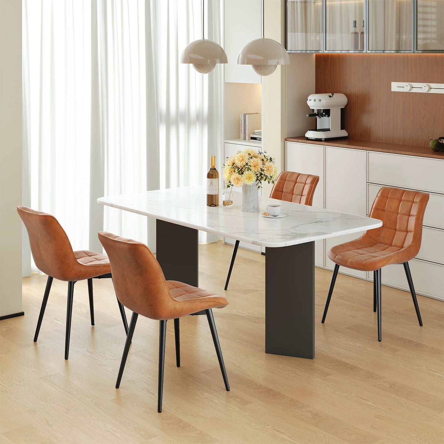 HOOBRO Modern Faux Leather Upholstered Dining Chair /2PICS