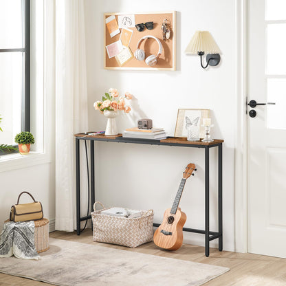 HOOBRO Retro Brown 44.9-inch Narrow Sofa Side Table with Power Outlet