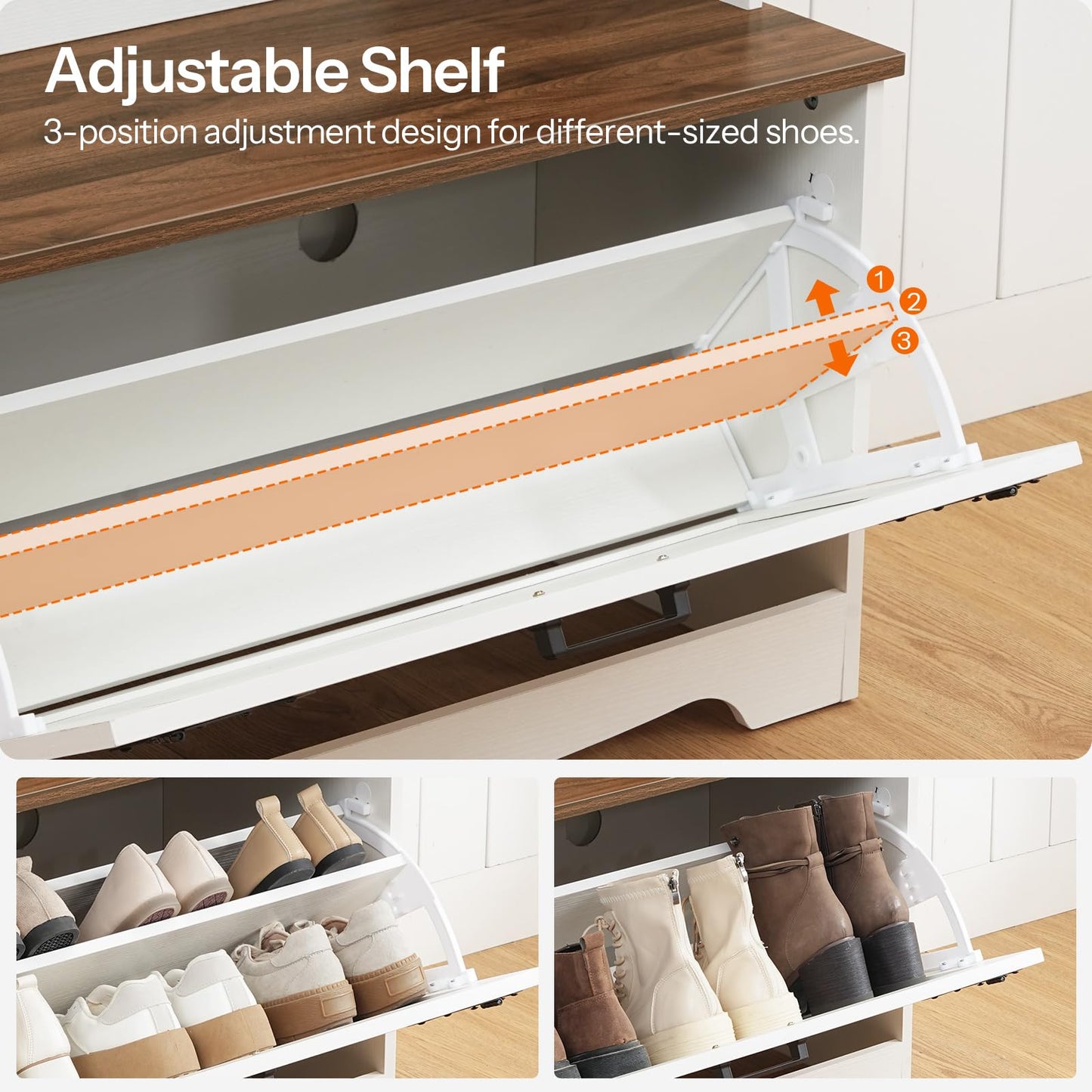 HOOBRO Hallway Coat Rack with Coat Rack Bench & Shoe Cabinet & Flip-Top Drawers