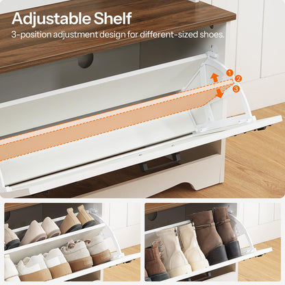 HOOBRO Hallway Coat Rack with Coat Rack Bench & Shoe Cabinet & Flip-Top Drawers