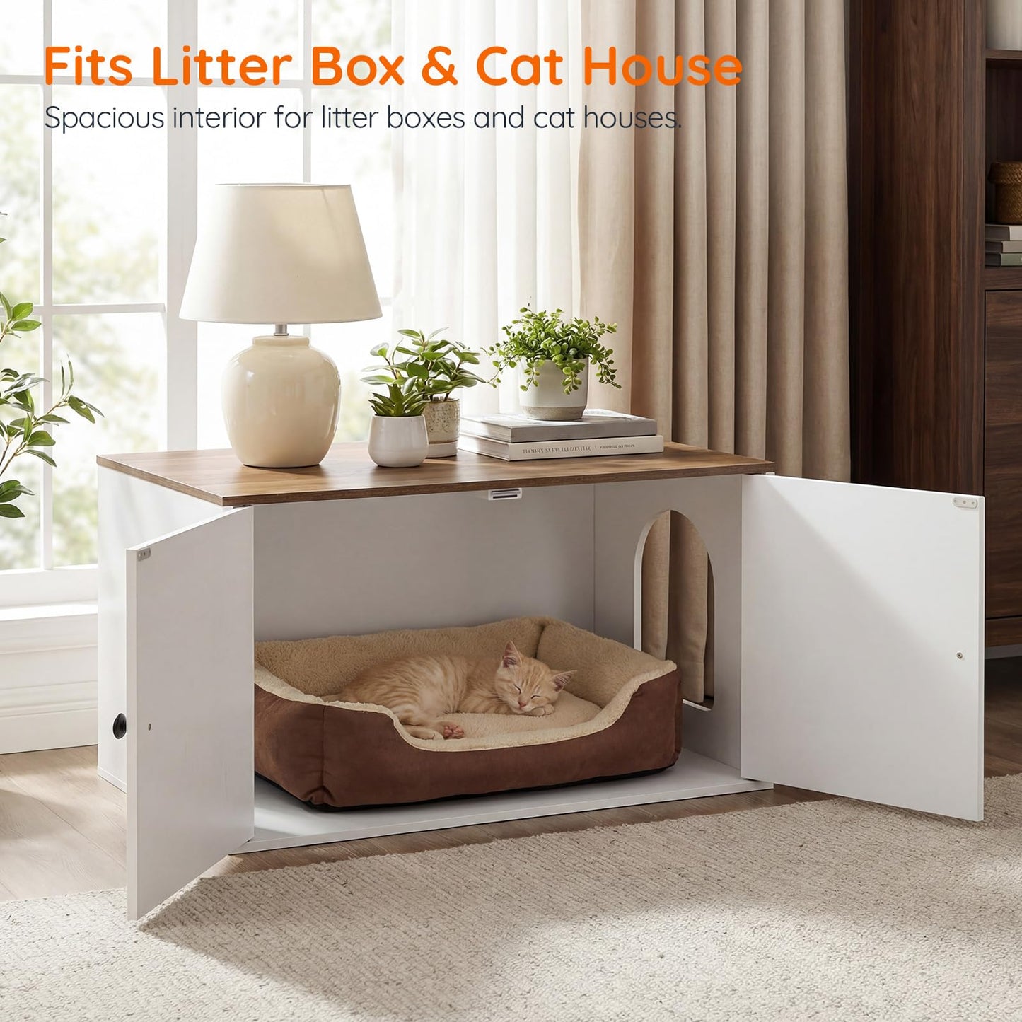 HOOBRO Hidden Cat Litter Box Enclosure with Side Entry