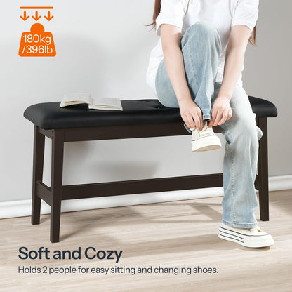 HOOBRO PU Leather Upholstered Bamboo Dining Bench