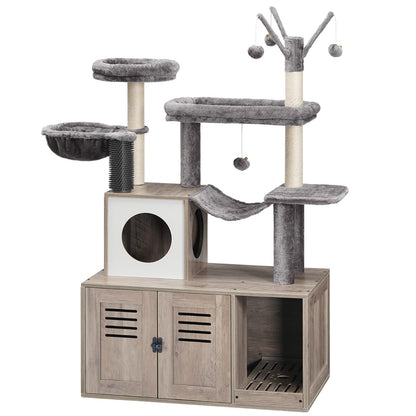 HOOBRO Large Hidden Litter Box Cat Tree with Scratching Posts