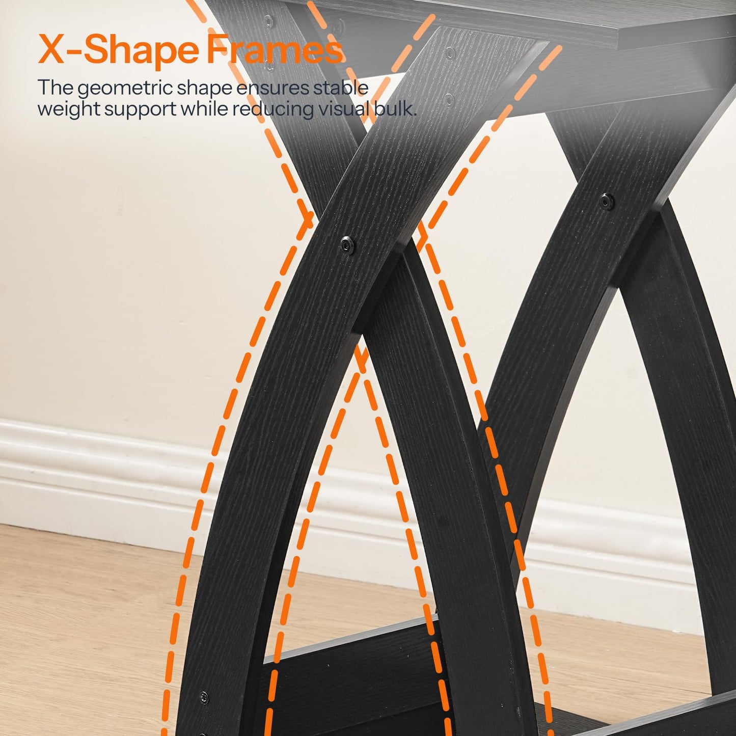 HOOBRO X-Design Narrow End Table with Storage Shelf for Small Space