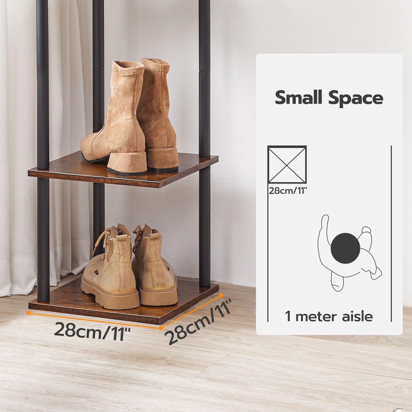 HOOBRO Retro Brown 8-Tier Standing Shoe Rack