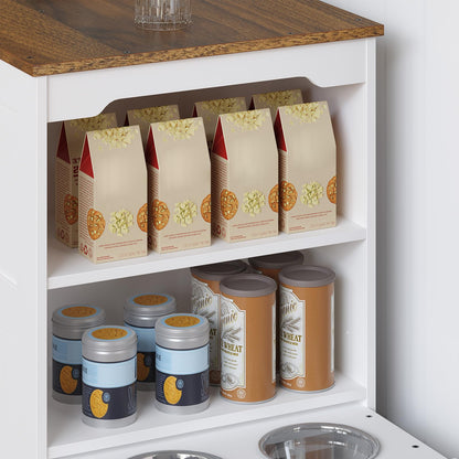 HOOBRO 47.2”  Wooden Dog Crate Furniture with Storage Shelf and Feeding Bowls