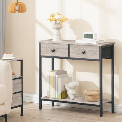 HOOBRO 29.5" Narrow Console Table with 2 Fabric Drawers, Entryway Table