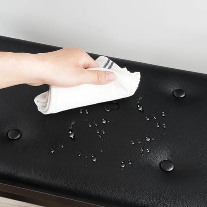 HOOBRO PU Leather Upholstered Bamboo Dining Bench