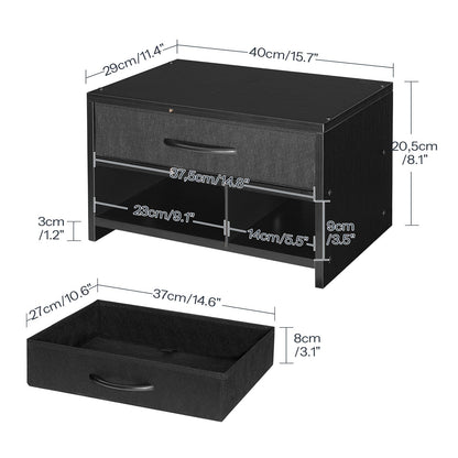 HOOBRO Black Wooden Desktop Printer Stand with Drawer