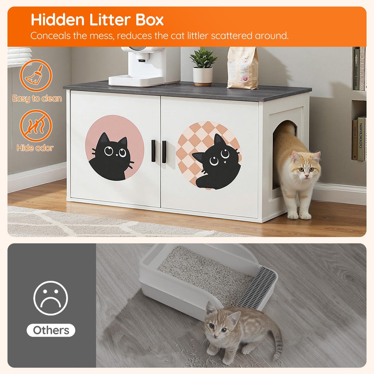 HOOBRO Hidden Cat Litter Box Enclosure Furniture