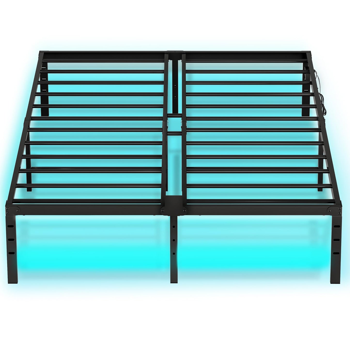 HOOBRO Full Metal Bed Frame with Charging Station & LED Lights
