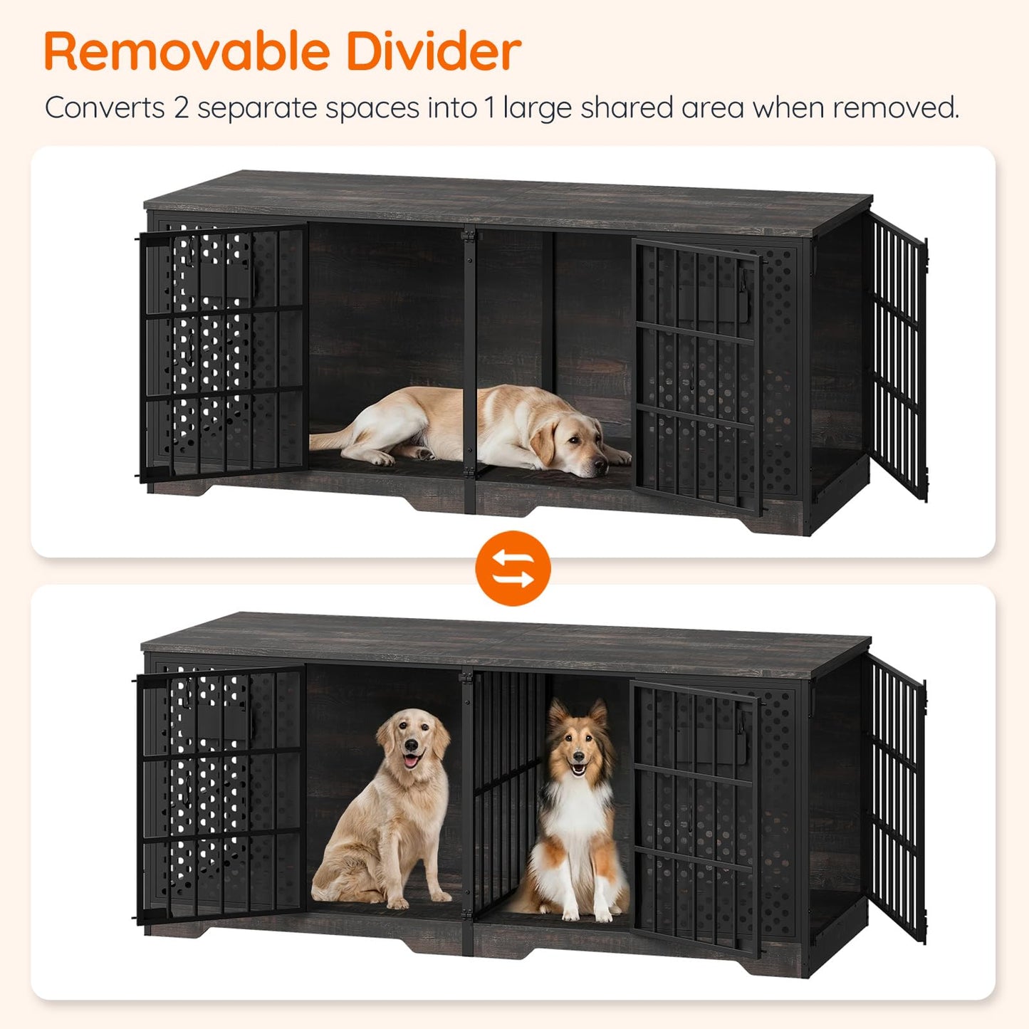 HOOBRO 71 Inch Dog Kennel Furniture Indoor as TV Stand