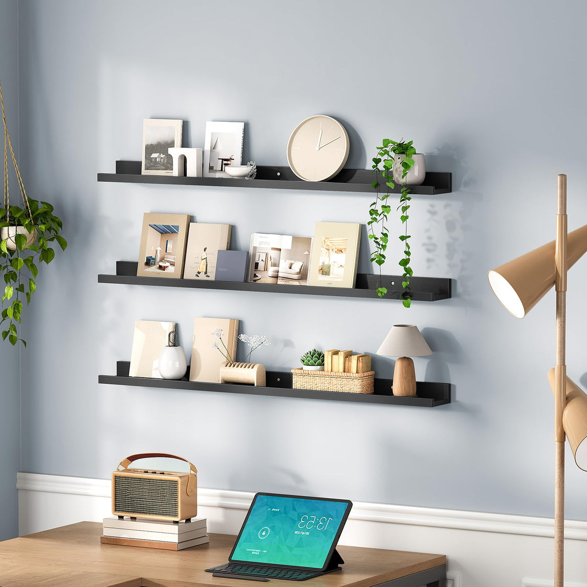 HOOBRO Floating Shelves, Wall Shelf Set of 3, 35.4 Inches Hanging Shelf