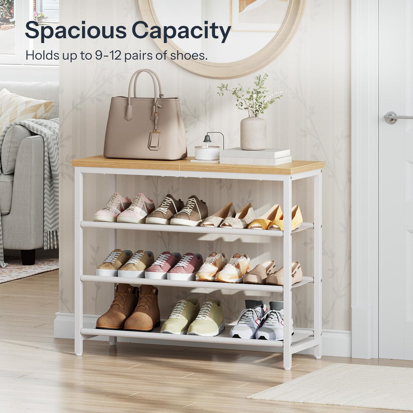 HOOBRO 4-Tier Small  Shoe Rack & Shoe Storage Organizer with PU Shelves