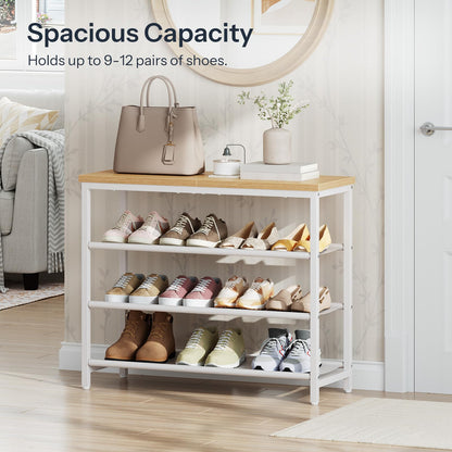 HOOBRO 4-Tier Small  Shoe Rack & Shoe Storage Organizer with PU Shelves
