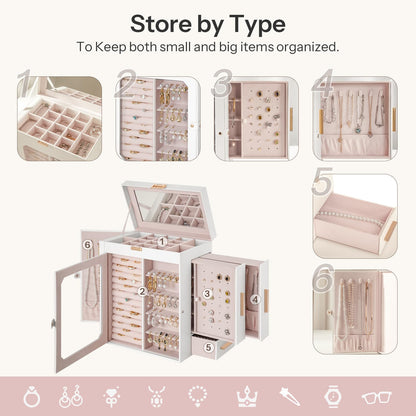 HOOBRO Jewelry Organizer Box with Mirror