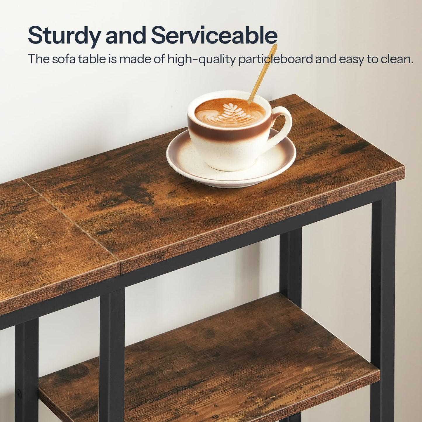 HOOBRO Retro Brown Four-Tier Industrial Style Adjustable Leg Narrow Entryway Table