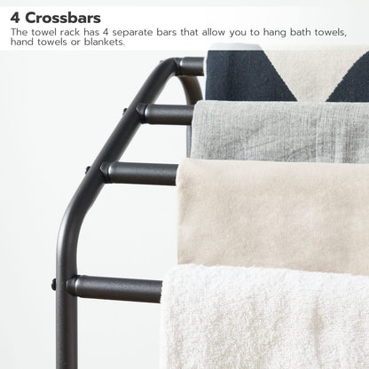 HOOBRO Retro Brown Four-Tier Freestanding Towel Rack