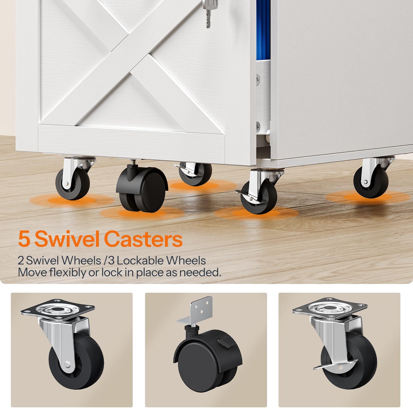 HOOBRO Wooden 3 Drawer Farmhouse File Cabinet for A4/Letter-Size