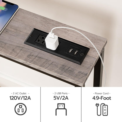 HOOBRO 63-inch Narrow Console Table with Charging Station
