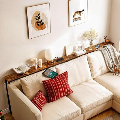 HOOBRO Retro Brown 47.2-inch Narrow Console Sofa Table with Power Outlet