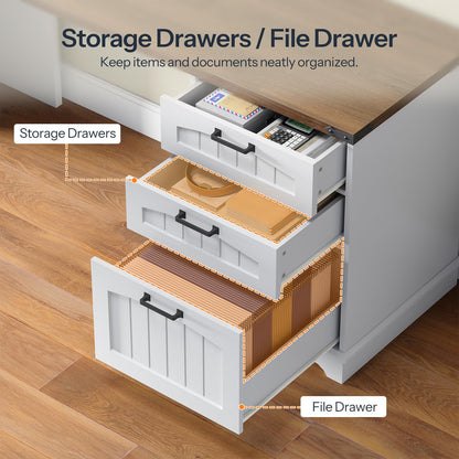 Storage drawers with labeled sections on a wooden floor.