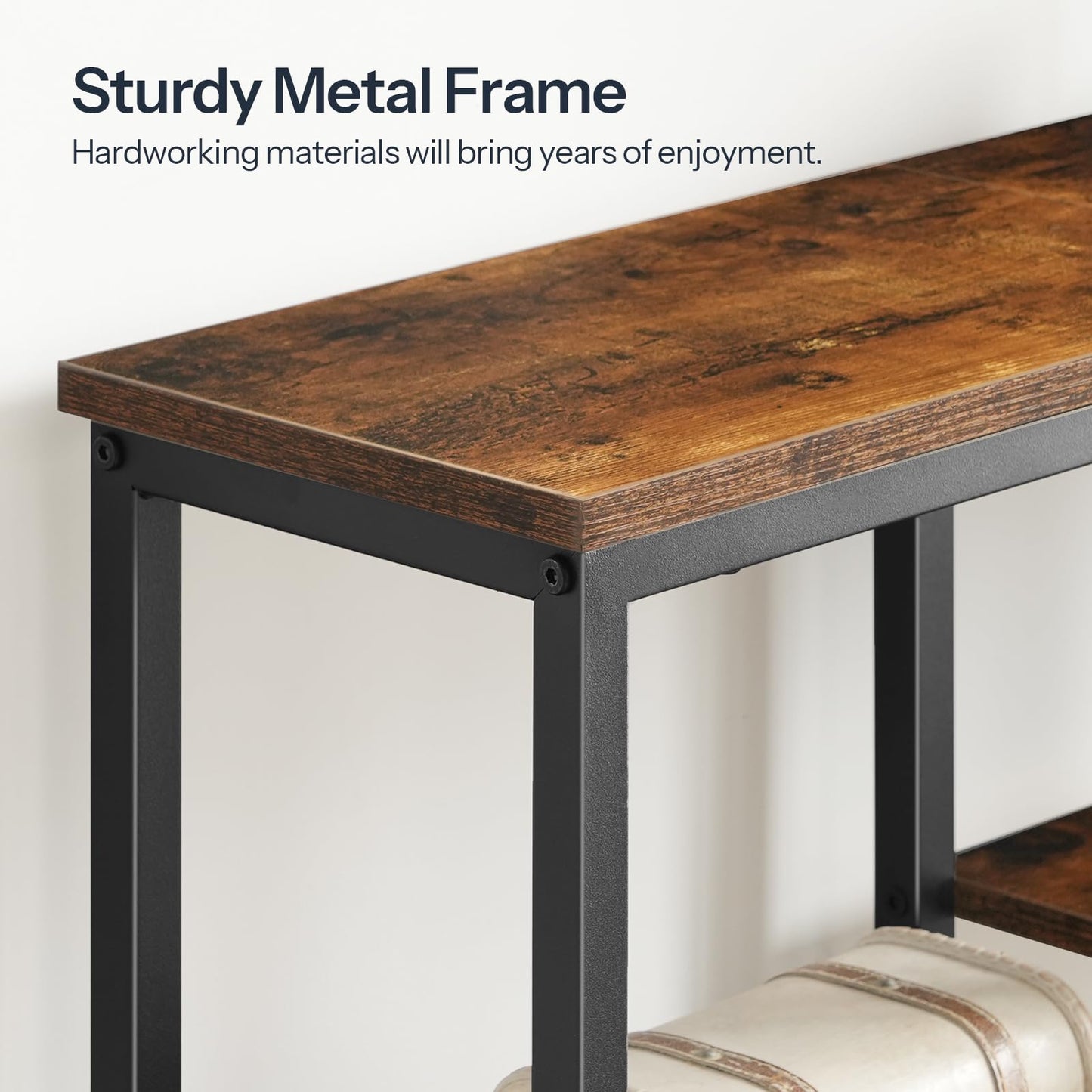 HOOBRO Retro Brown Four-Tier Industrial Style Adjustable Leg Narrow Entryway Table